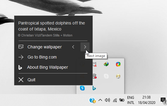 Bing Wallpaper app Windows 10