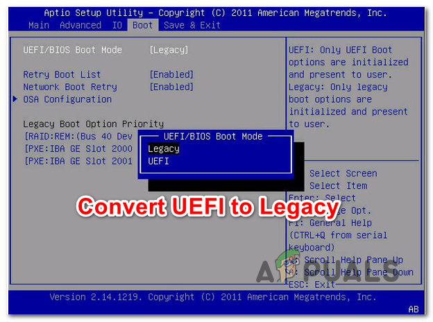nepotreban probušiti Plaža  How to Convert UEFI to Legacy BIOS on Windows (7, 8 and 10) - Appuals.com
