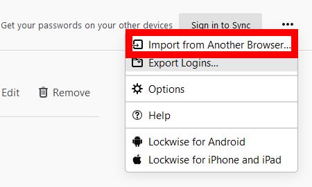 Firefox Import Logins