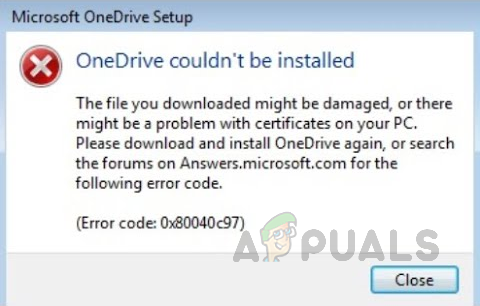 Скачанный файл поврежден или существует проблема с сертификатами на компьютере onedrive