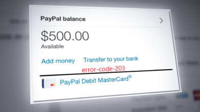 My Cash Error Code 203 with PayPal