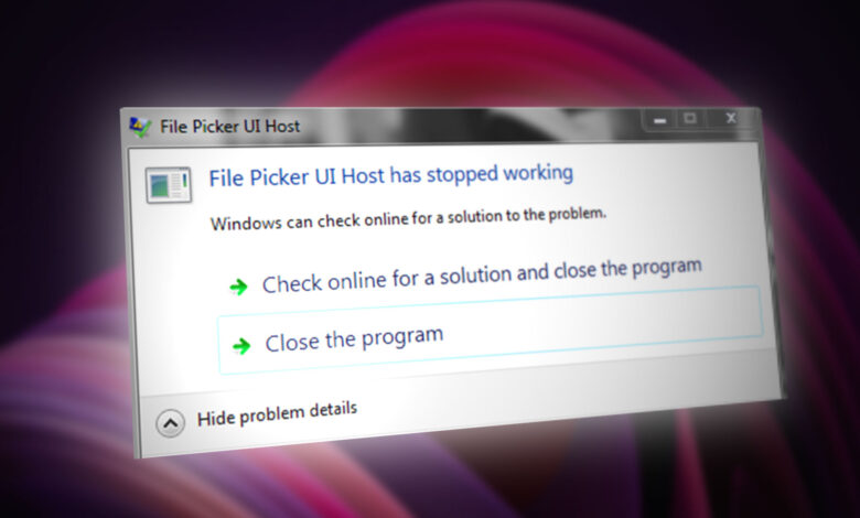 File Picker UI Host is not Responding