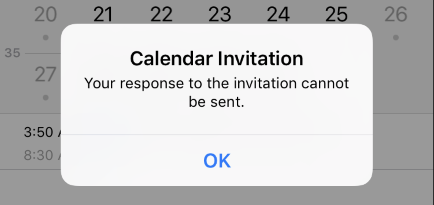 Your Response To The Invitation Cannot Be Sent