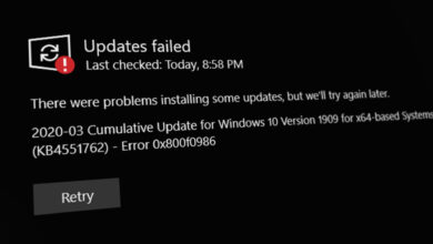 Windows Failed to Install the Update Error 0x800F0986