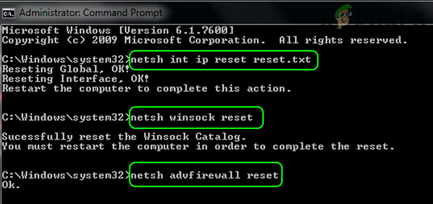 3. Reset IP Winsock and Advfirewall Through the Command Prompt