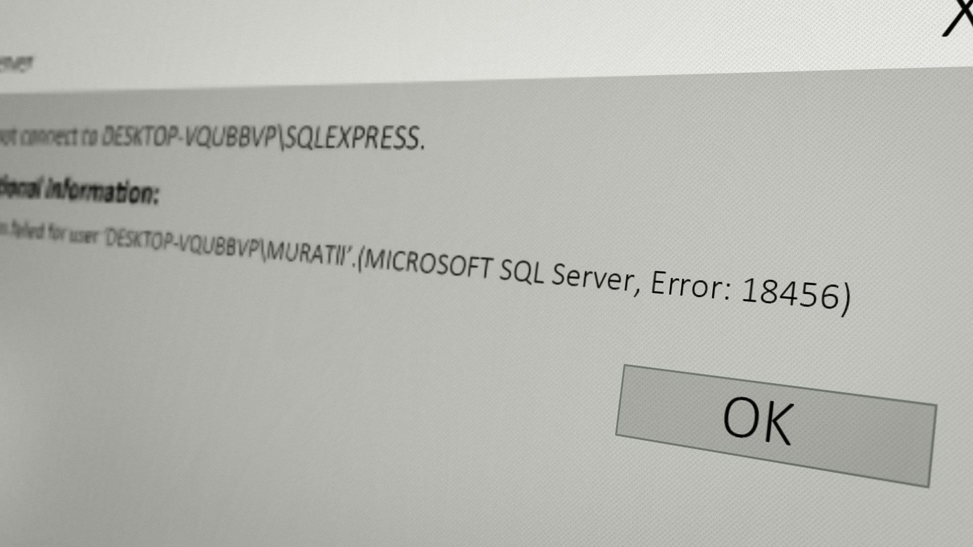 Login Failed Microsoft SQL Server Error 18456