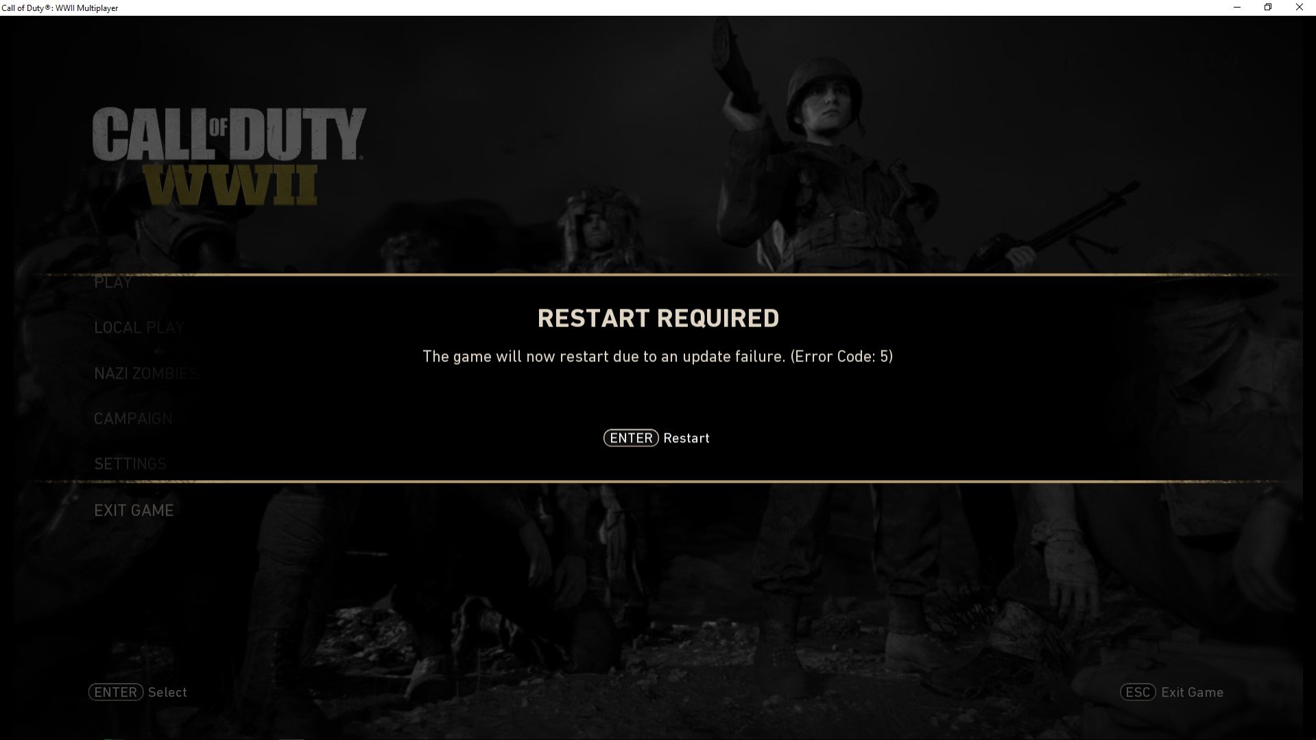 akademisk nyhed klistermærke Fix: Error Code 5 'Restart Required' in Call of Duty World War 2
