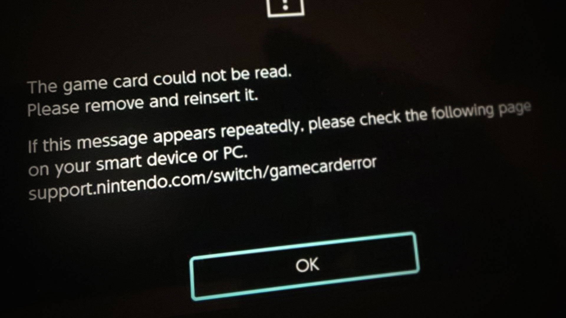 Nintendo Switch Game Card Error