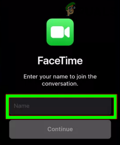 Enter Your Name for FaceTime and Click Continue