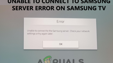 Unable to connect to the Samsung server. Check your network settings or try again later