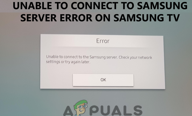 Unable to connect to the Samsung server. Check your network settings or try again later