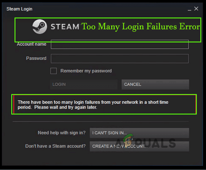 Too Many Login Failures Steam Error 