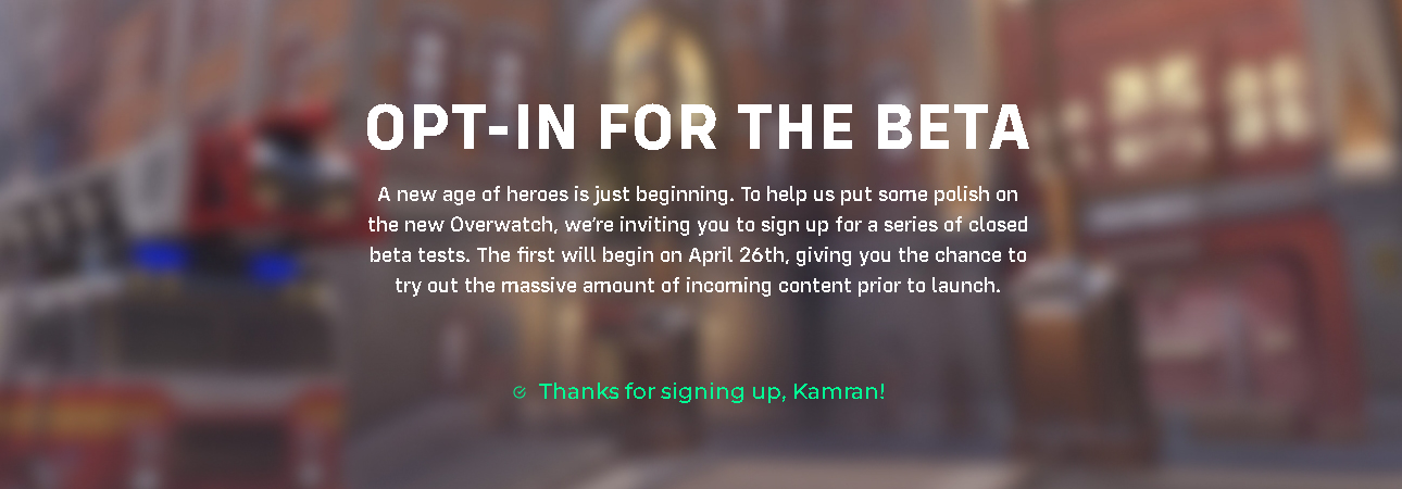 Overwatch 2 Closed Beta Sign Up Complete