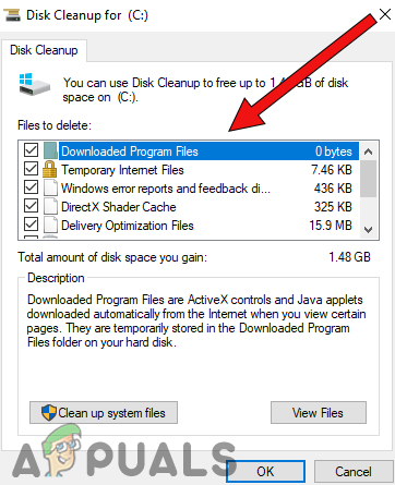 tick all the option in disk cleanup