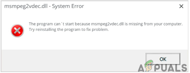 msmpeg2vdec.dll-system error