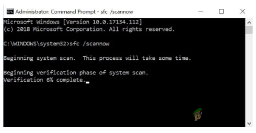 Command Prompt window, type “sfc/scannow”