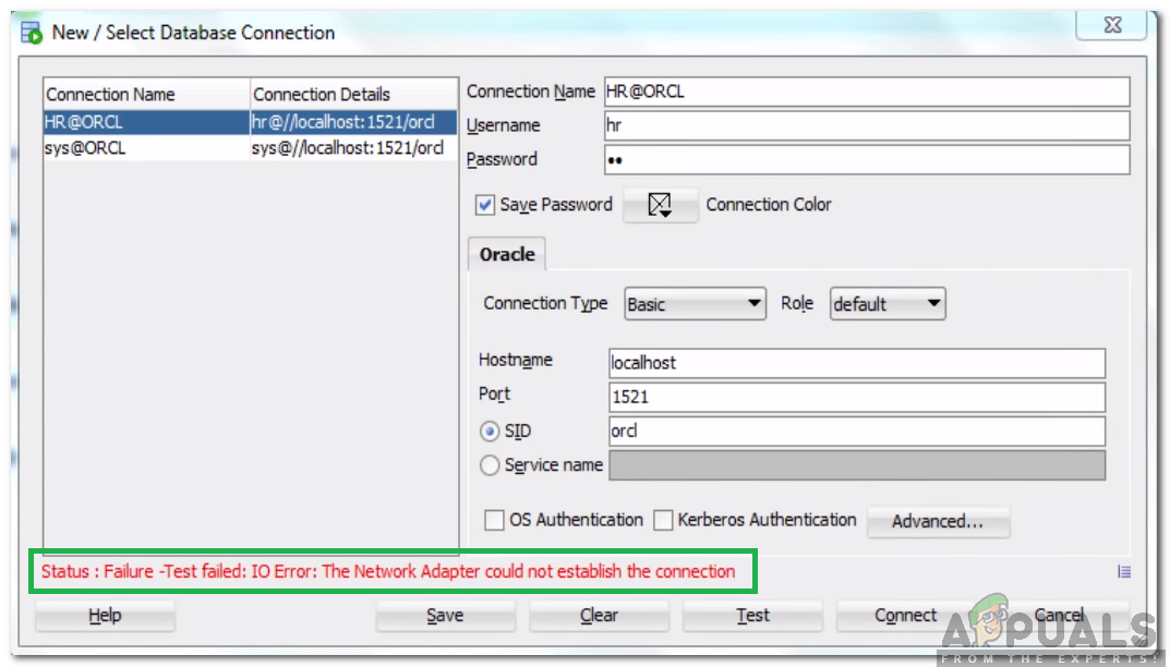 How to Fix ‘IO Error: The Network Adapter Could not Establish the Connection’ on Oracle SQL?
