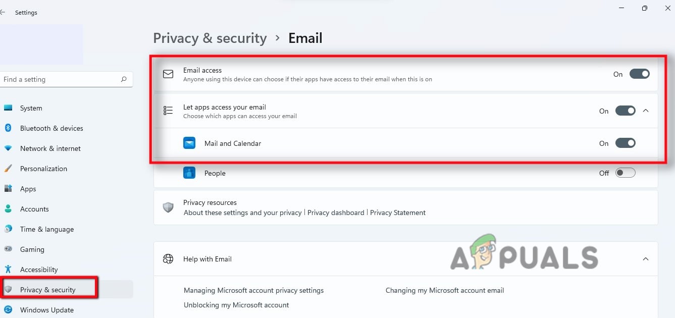 Check the Mail Privacy Settings