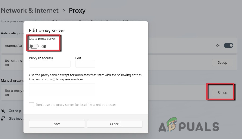 Turn off the Proxy from your System