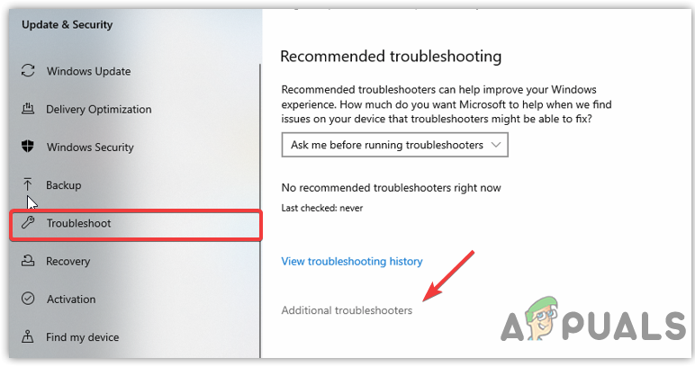 Click Additional Troubleshooter