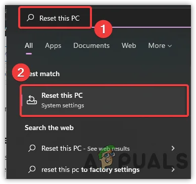 Open Reset Windows Settings