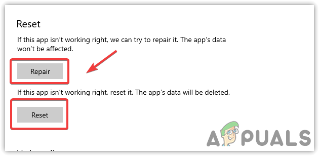 Reset or Repair Microsoft Photos App