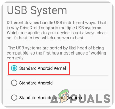 Selecting Standard Android Kernel