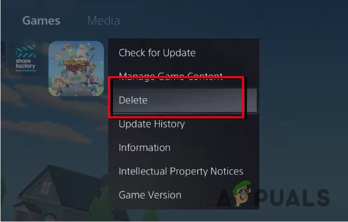 Delete the Game from PS5