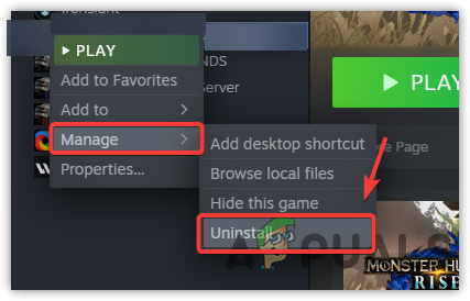 Uninstalling Stray From Steam