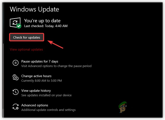 Checking Windows update