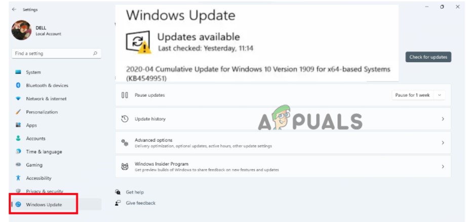 Check the Windows Updates