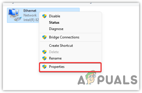 Click Properties of your Network Adapter