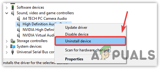 Click to Uninstall Audio Driver