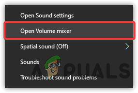 Launching Volume Mixer