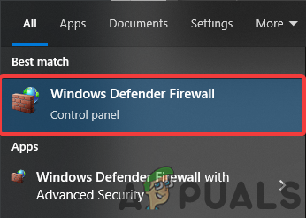 Opening Windows Defender firewall settings