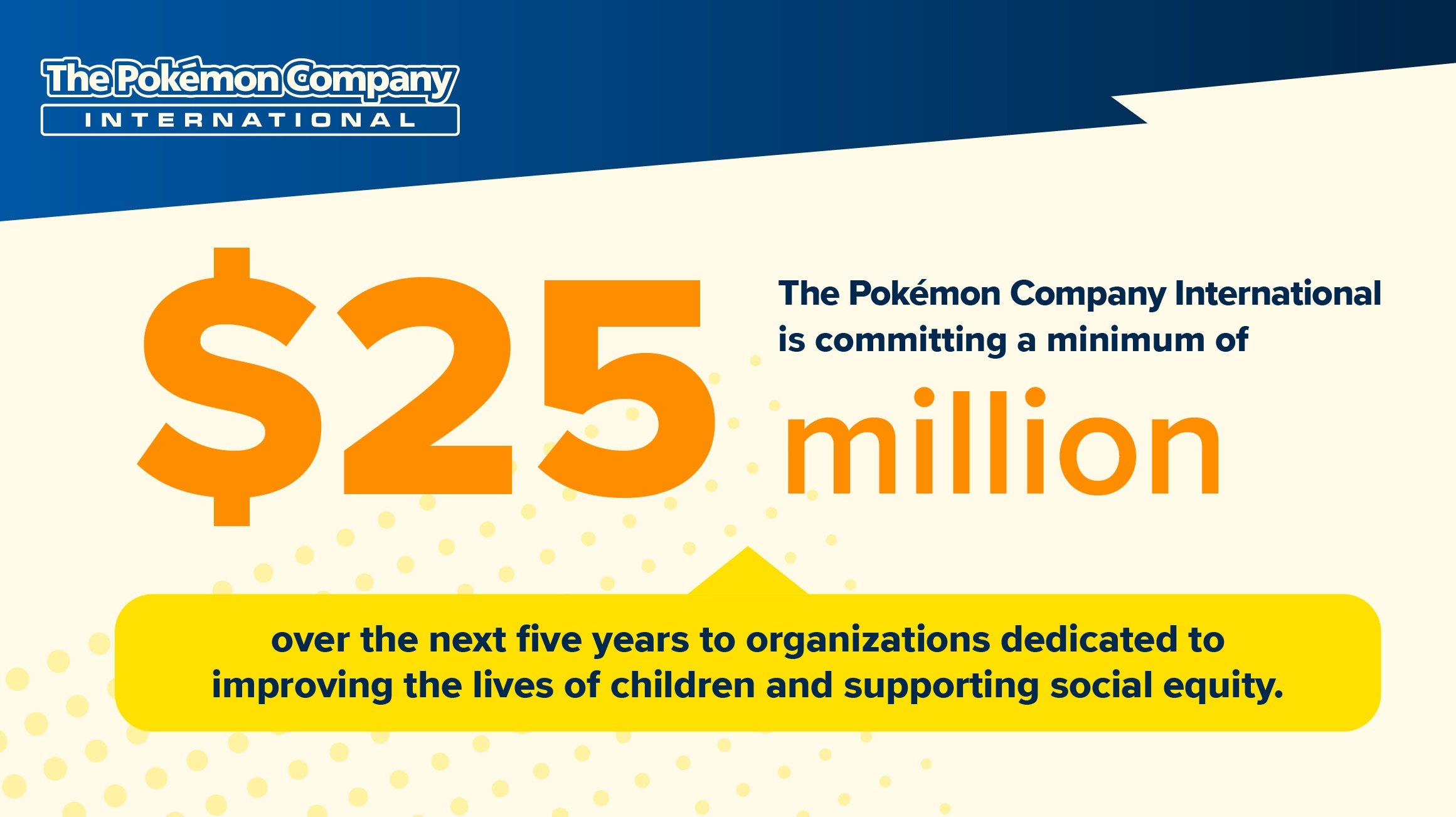 Pokemon company pledges donates 25 million dollars kids