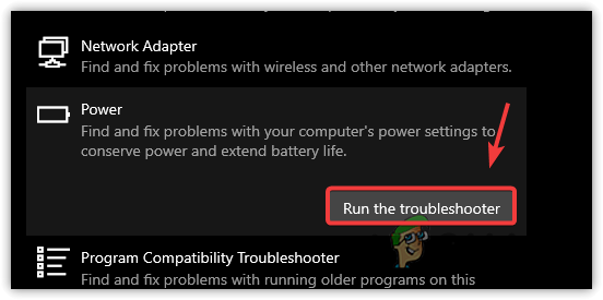 Run Windows Power Troubleshooter