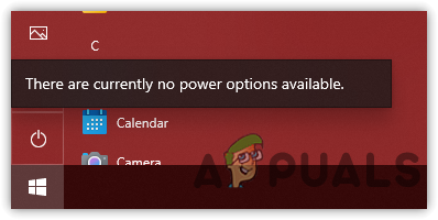 There Are Currently No Power Options Available