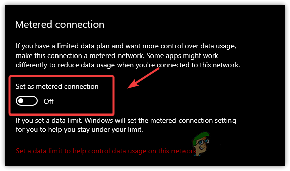 Turning Off Metered Connection