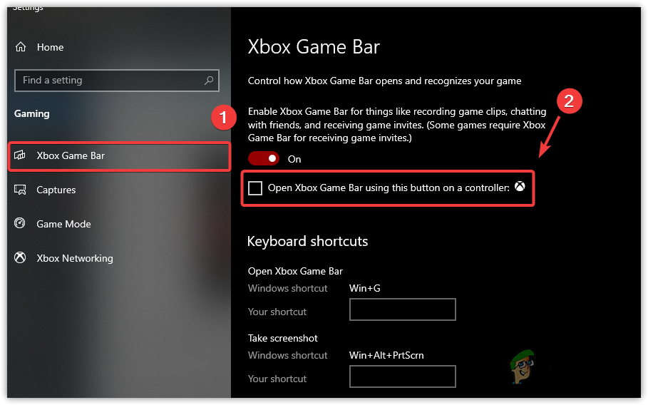 Uncheck Open Xbox Game Bar Using This Button a Controller