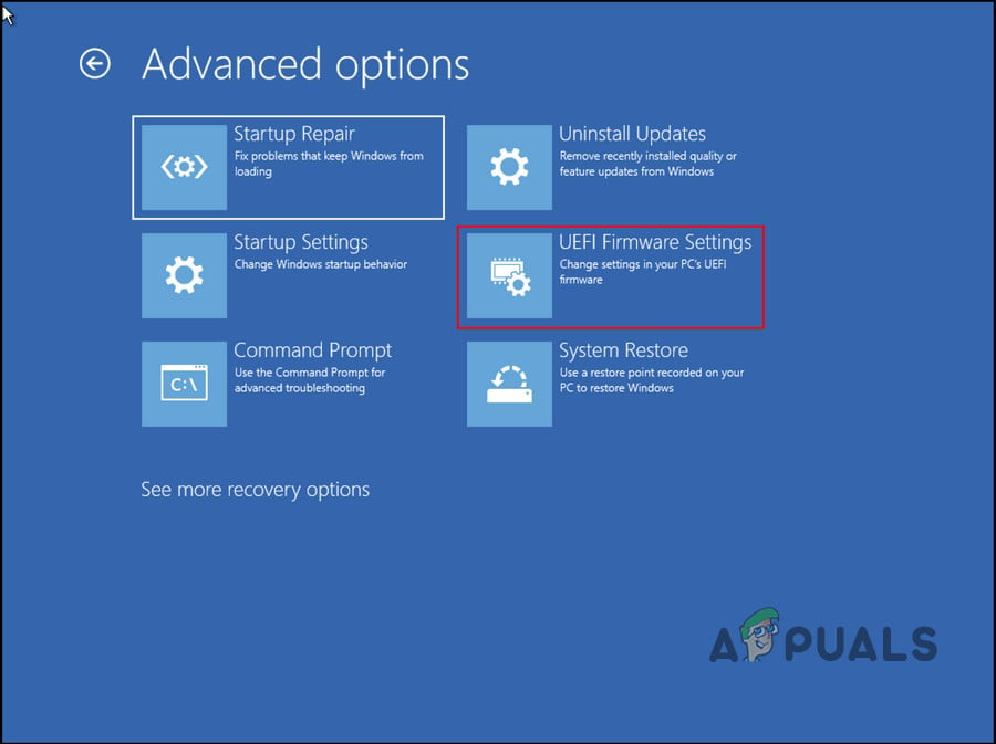 Access the UEFI Firmware Settings option