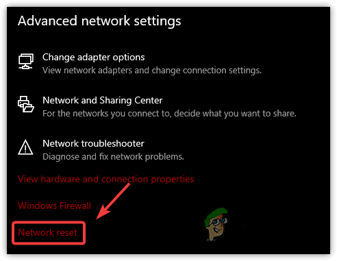 Navigate to Network Reset Settings