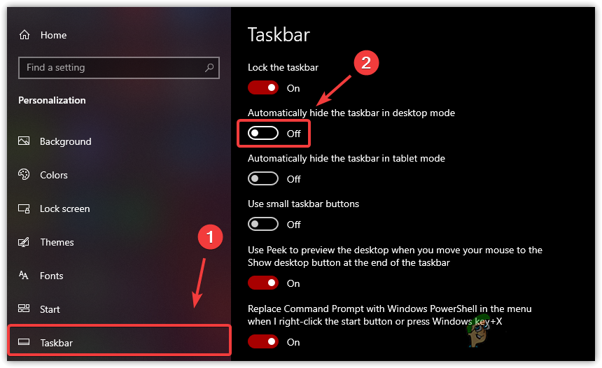 Disabling Automatically Hide Taskbar