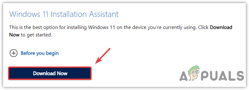 Downloading Windows 11 Installation Assistant