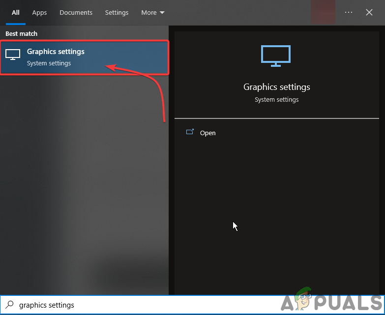 Open Graphic settings