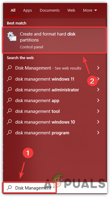 Opening Disk Management Utility