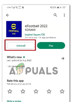Uninstall eFootball 2022