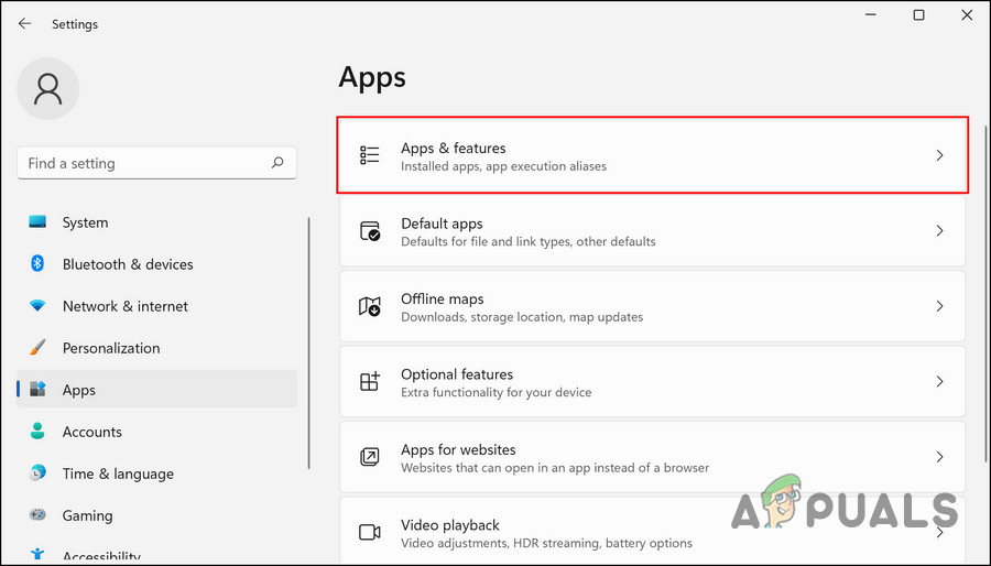 Choose Apps & features from the left pane