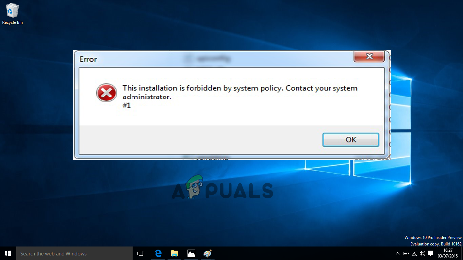 Fix: This Installation is Forbidden by System Policy