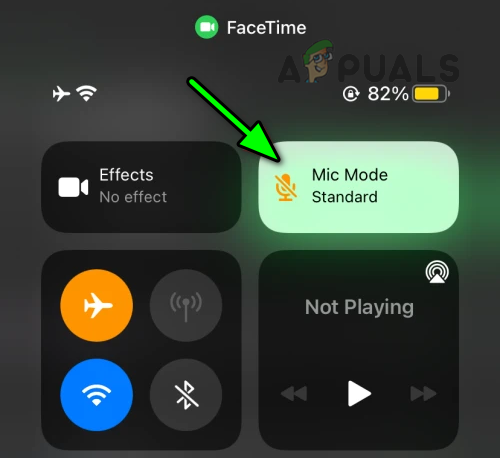 Open Mic Mode in a FaceTime Call from the iPhone's Control Center